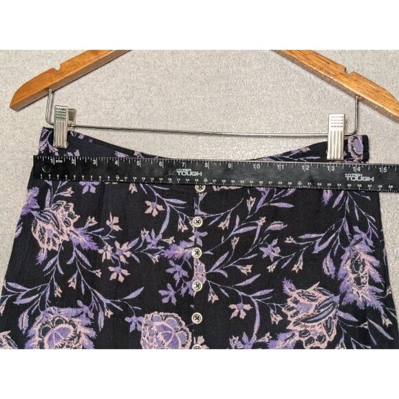 Coldwater Creek Black Floral Button Front Maxi Skirt Size XS Boho Cottagecore - Picture 7 of 10